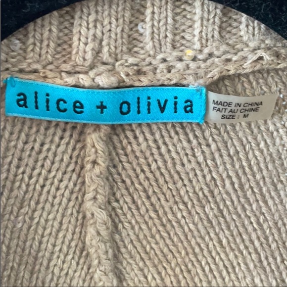 Alice + Olivia Ribbed Knit Waterfall Cardigan in Camel - Picture 2 of 11
